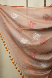 Rose Gold Tissue Linen Jamdani Saree - SRRGTLJS221