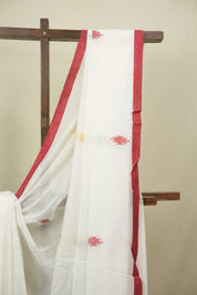 White Bengal Mul Cotton Saree - SRWBMCS089