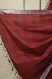 Maroon Checkers Cotton Mangalgiri Saree - SRMCCMS28