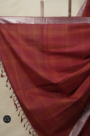 Maroon Checkers Cotton Mangalgiri Saree - SRMCCMS28