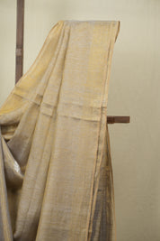 Grey Gold Tissue Linen Jamdani Saree - SRGGTLJS207