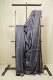 Steel Blue Tussar Silk Saree - SRSBTSS1878