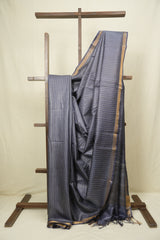 Steel Blue Tussar Silk Saree - SRSBTSS1878