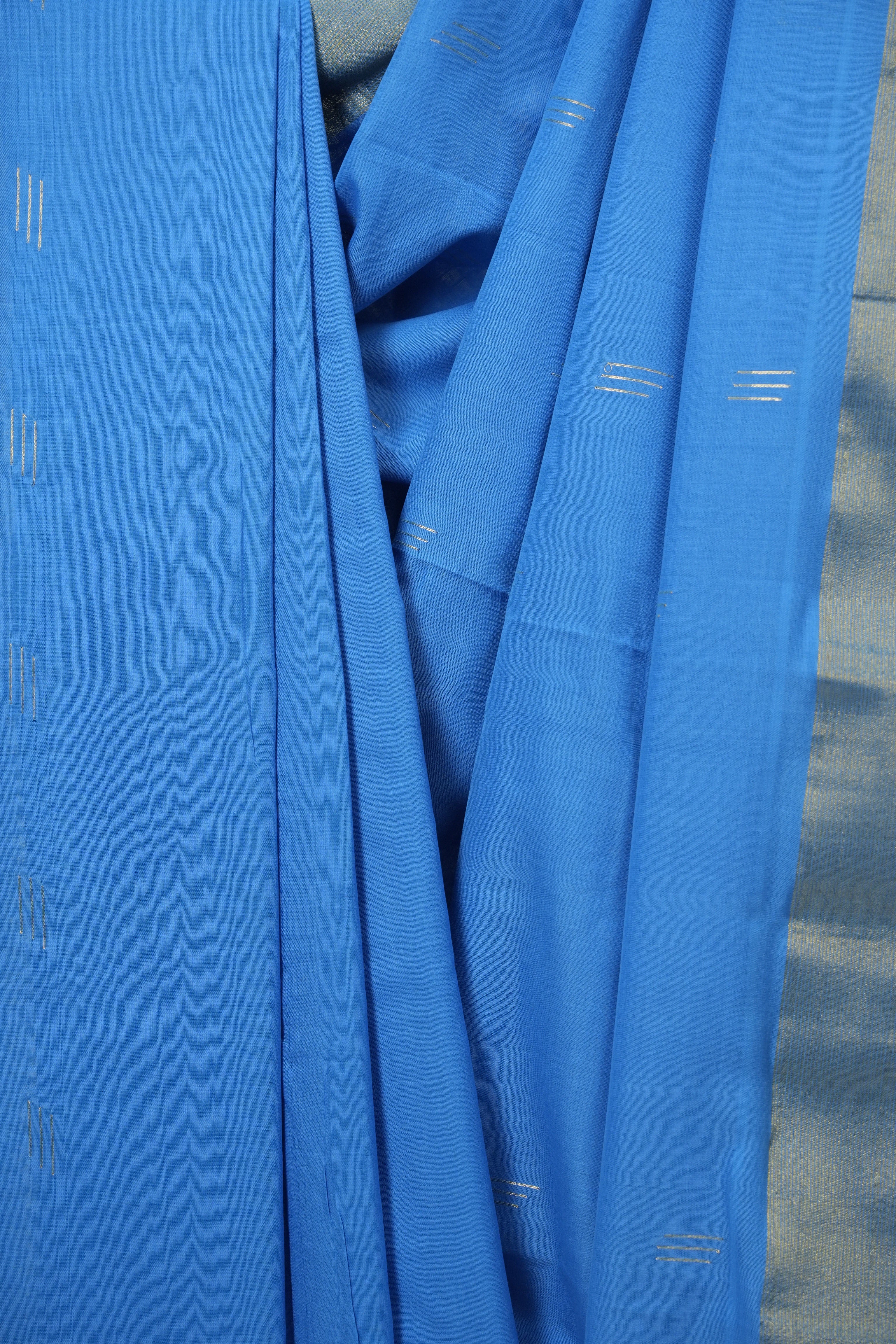 Blue Cotton Paithani Saree - SRBCPS749