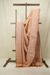 Peach Tissue Linen Jamdani Saree - SRPTLJS222