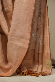Peach Tissue Linen Jamdani Saree - SRPTLJS222