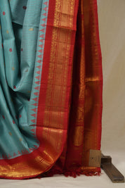 Sky Blue Gadwal Silk Saree - SRSBGSS567