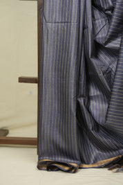 Steel Blue Tussar Silk Saree - SRSBTSS1878