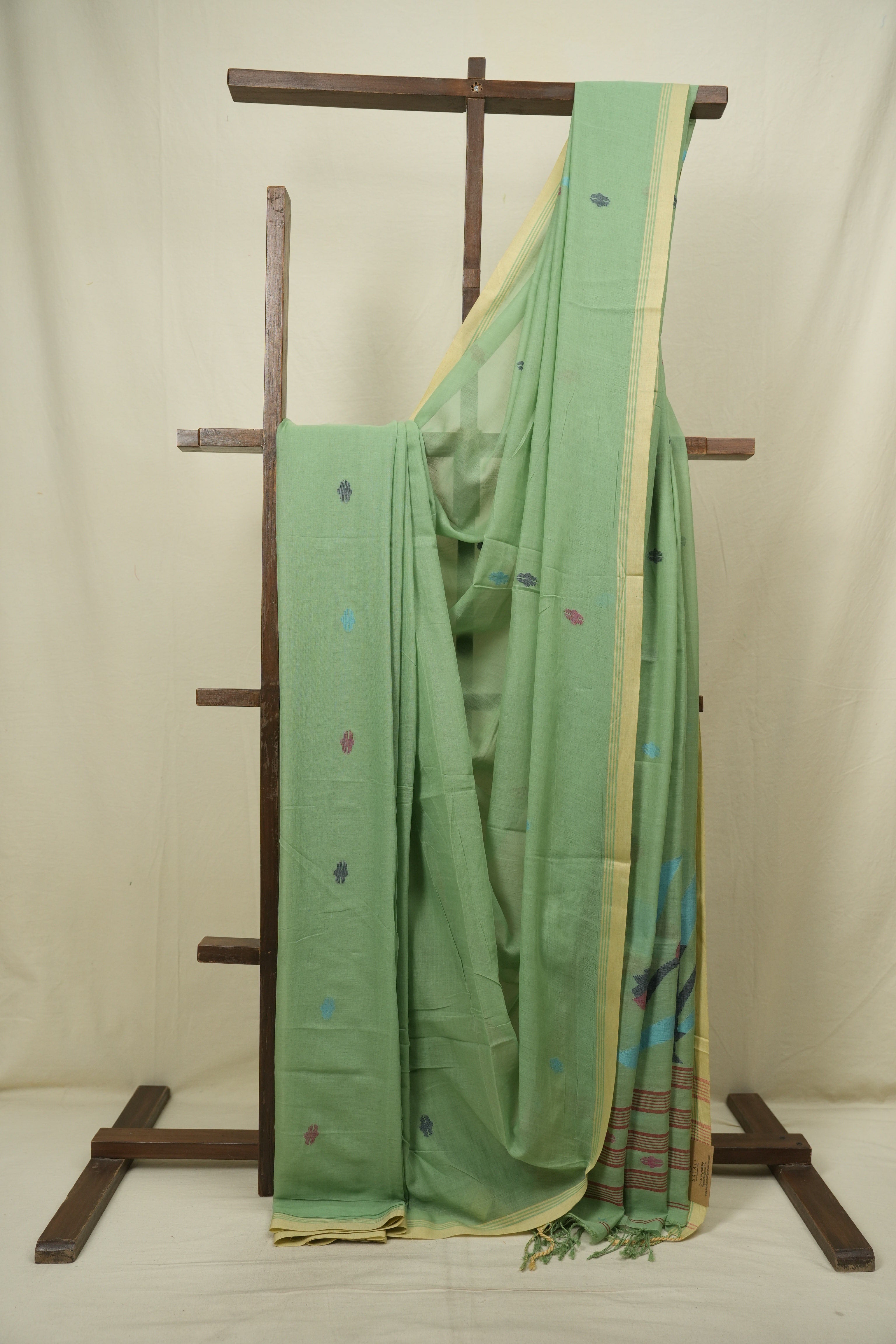 Green Bengal Mul Cotton Saree - SRGBMCS090