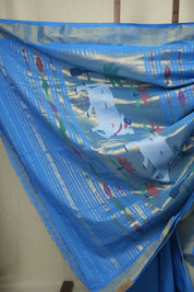 Blue Cotton Paithani Saree - SRBCPS749