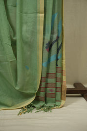 Green Bengal Mul Cotton Saree - SRGBMCS090