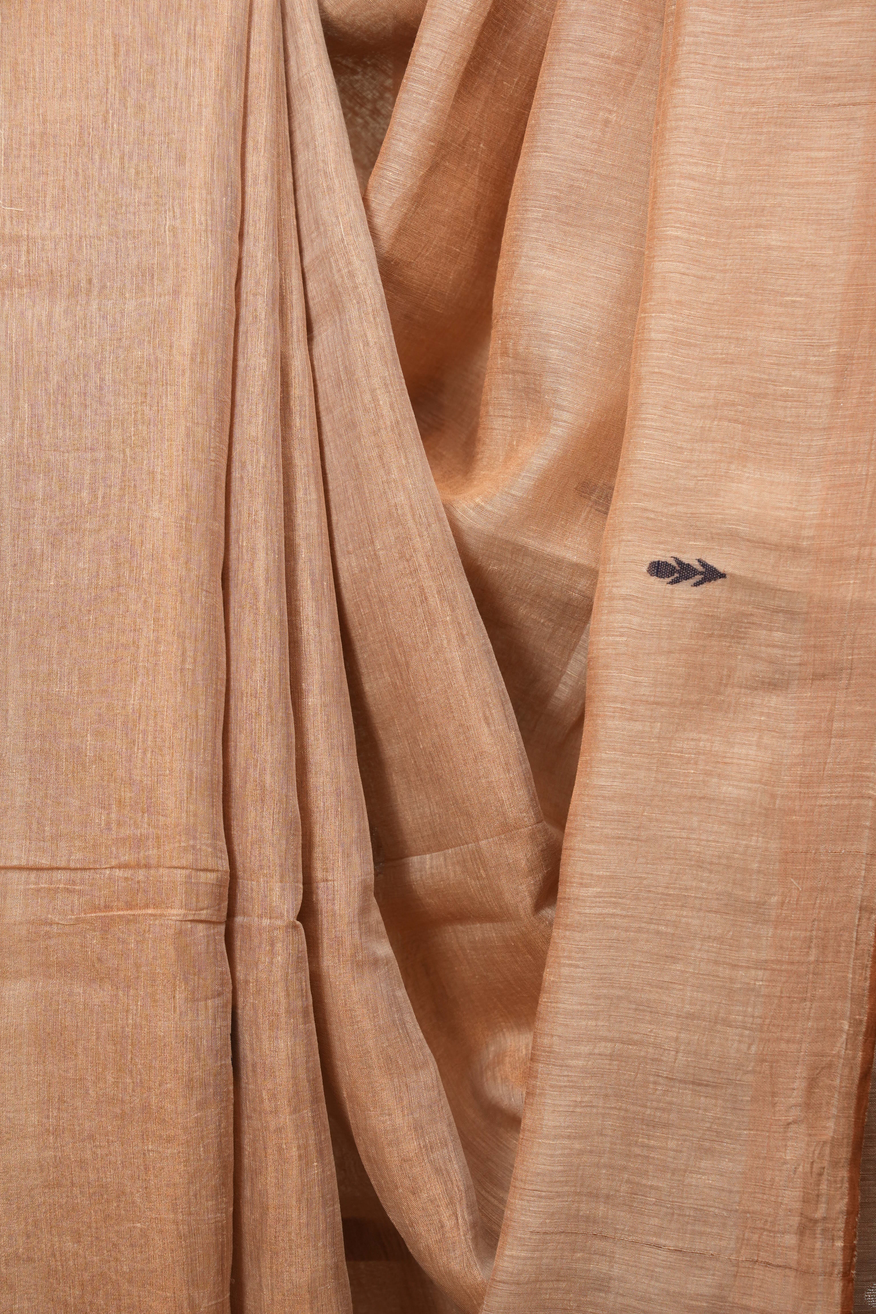Peach Tissue Linen Jamdani Saree - SRPTLJS222