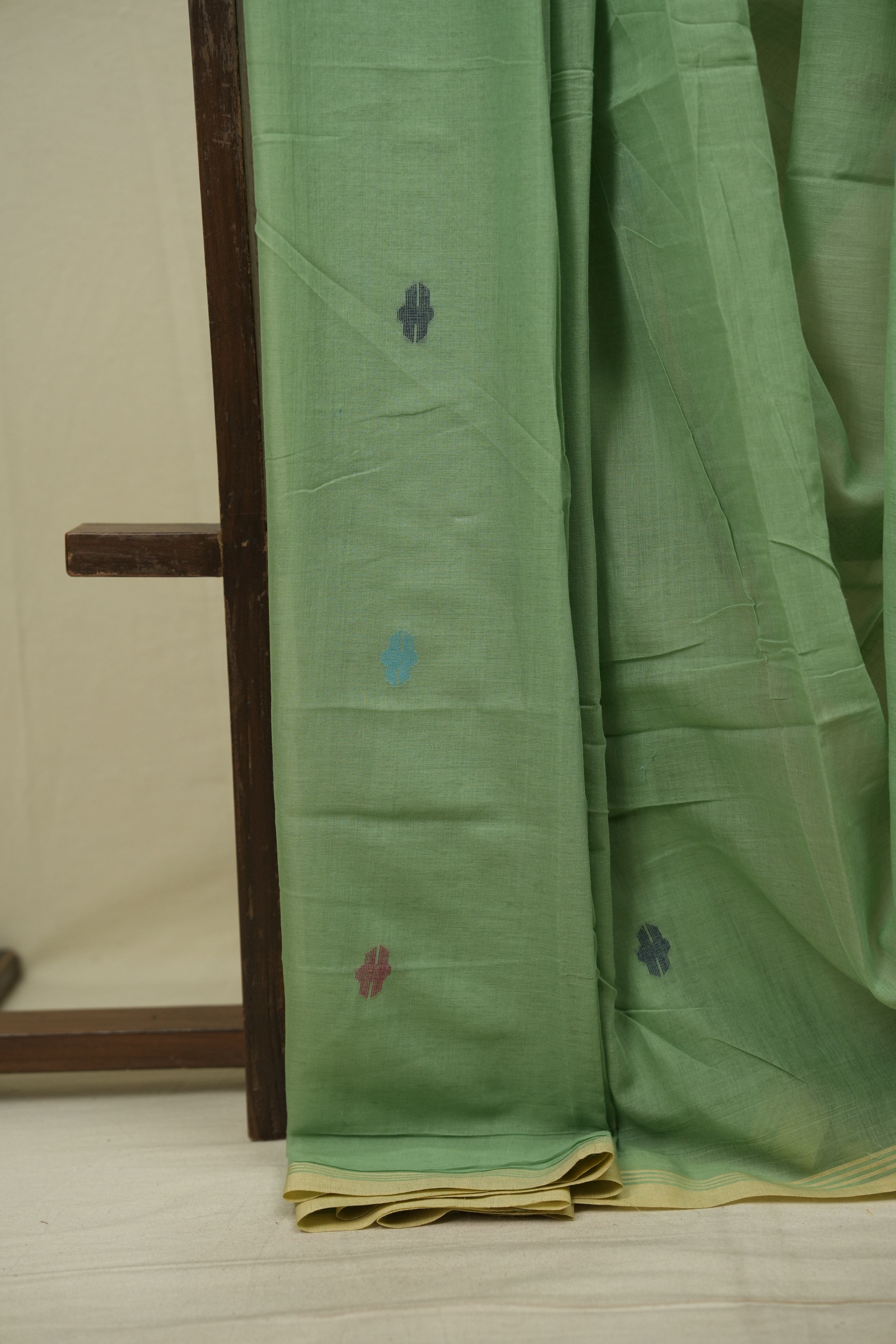 Green Bengal Mul Cotton Saree - SRGBMCS090