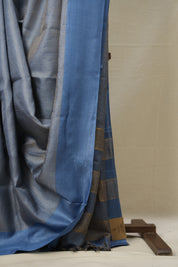 Blue Tussar Silk Saree - SRBTSS1659