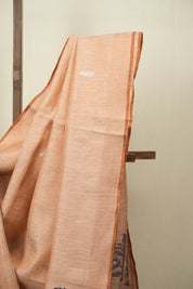 Peach Tissue Linen Jamdani Saree - SRPTLJS222