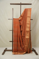 Brick Orange Maheshwari Saree - SRBOMS1007