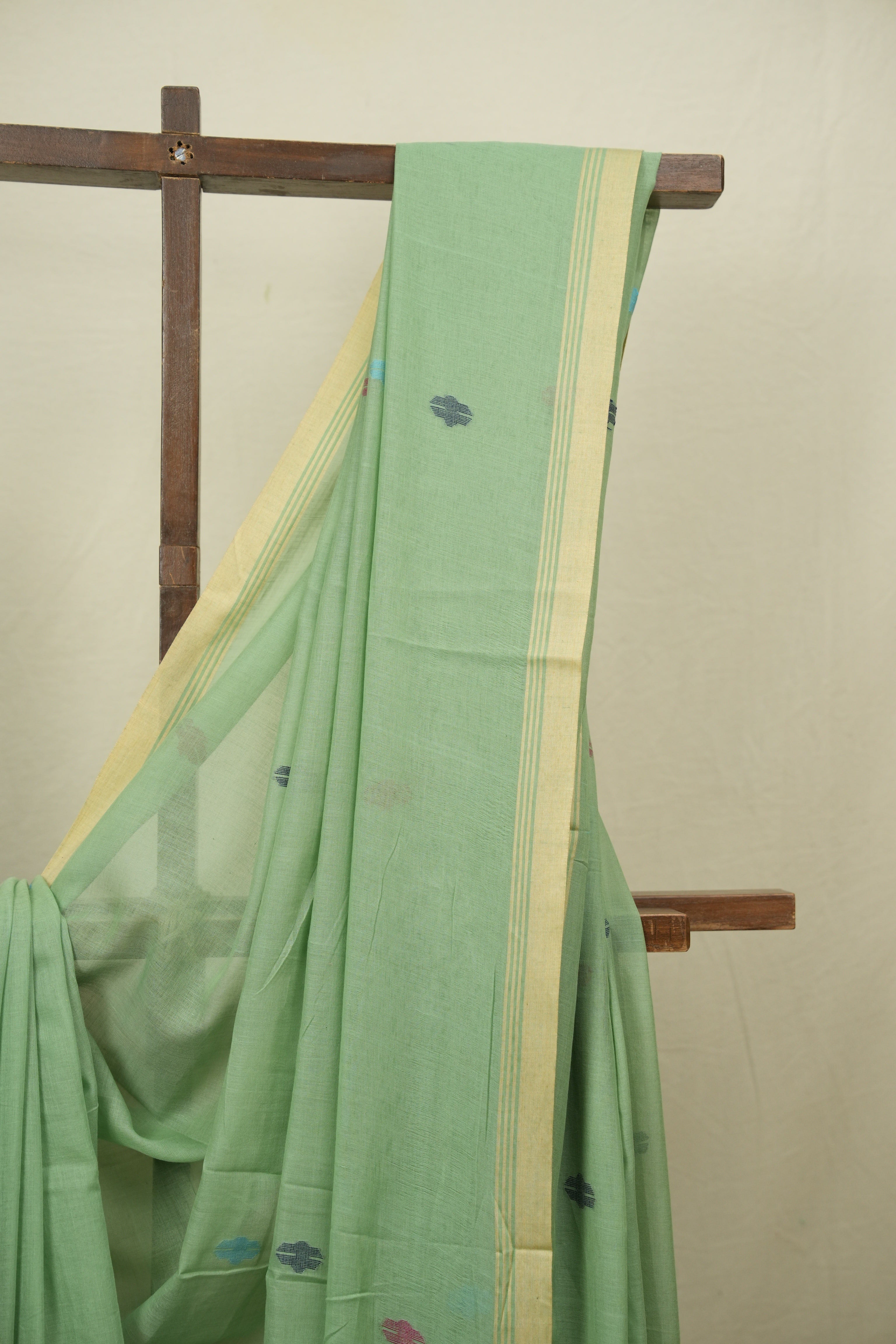 Green Bengal Mul Cotton Saree - SRGBMCS090