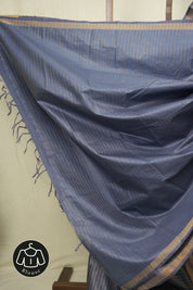 Steel Blue Tussar Silk Saree - SRSBTSS1878