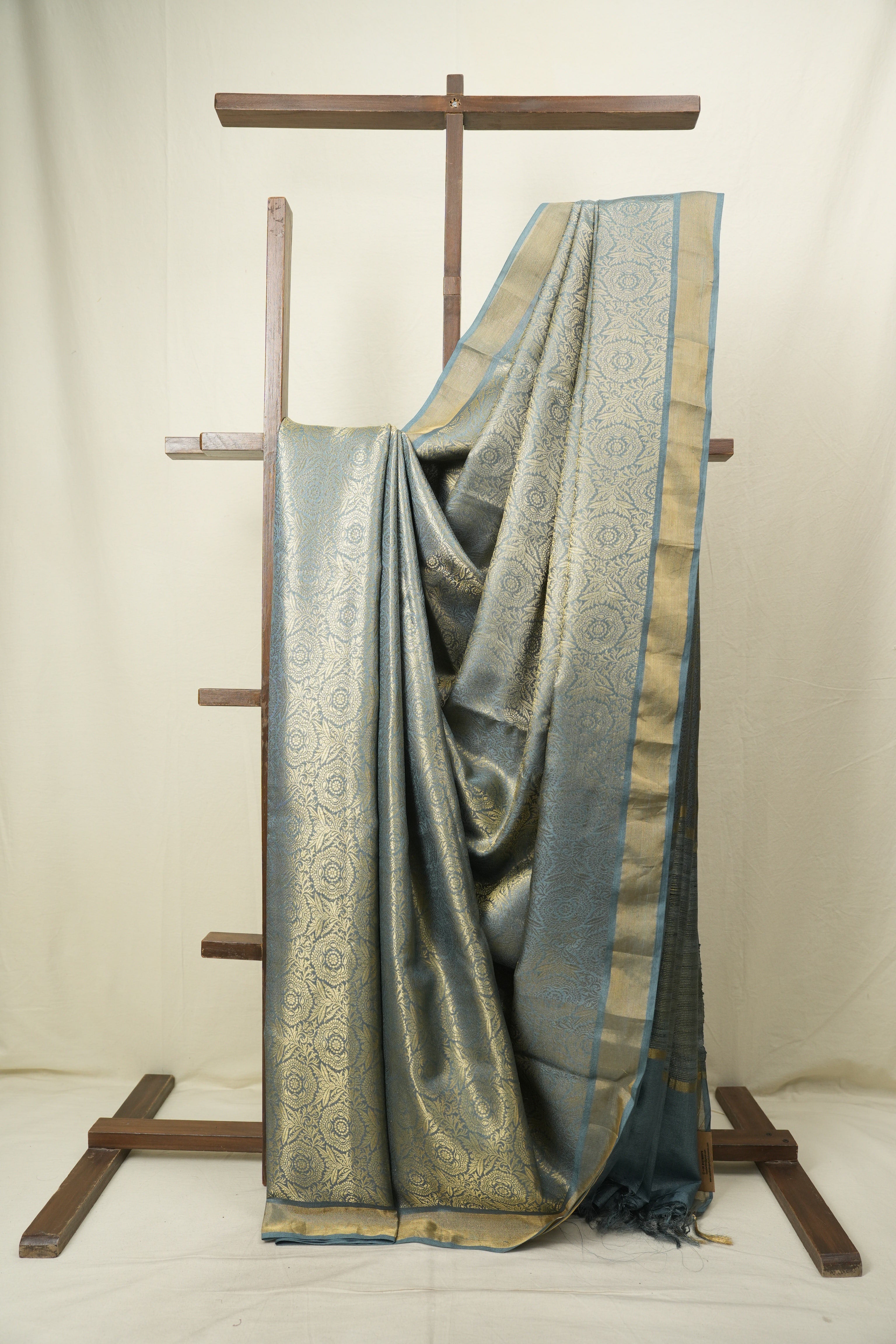 Teal Blue Tussar Silk Saree - SRTBTSS1946