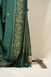 Green Raw Silk Saree - SRGRSS910