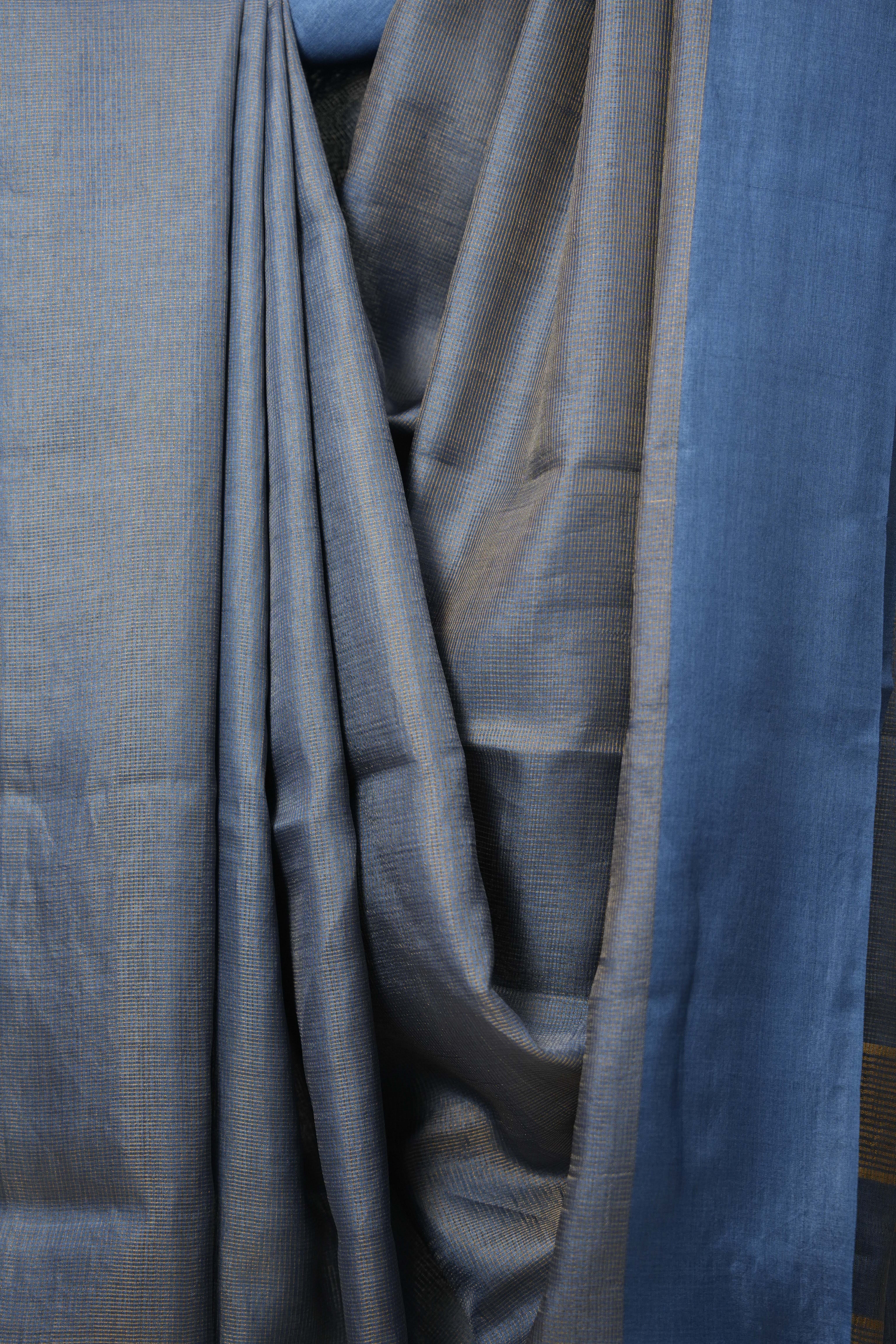 Blue Tussar Silk Saree - SRBTSS1659