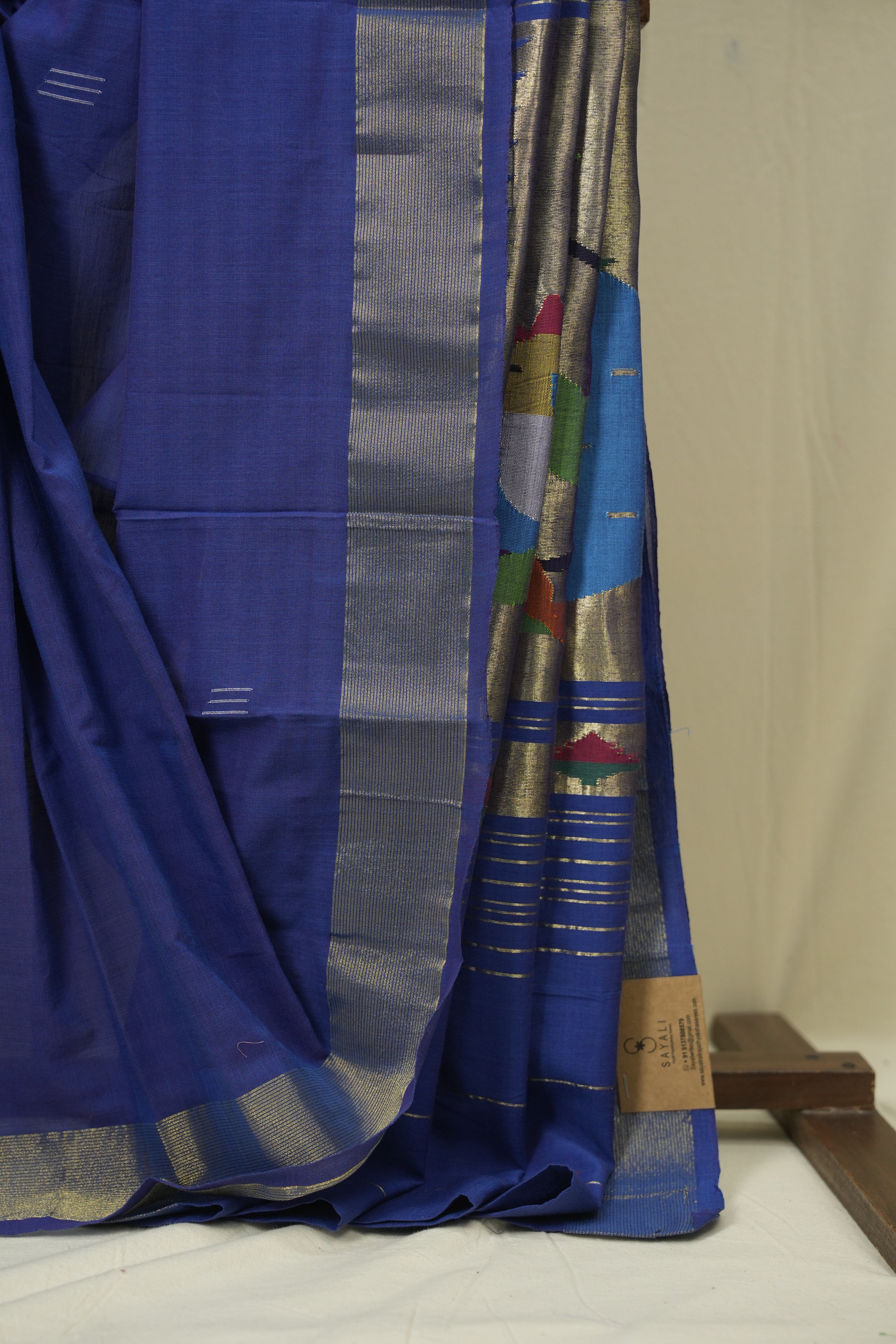 Blue Cotton Paithani Saree - SRBCPS754