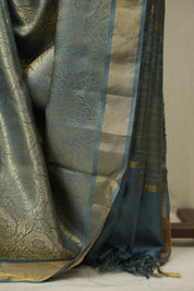 Teal Blue Tussar Silk Saree - SRTBTSS1946