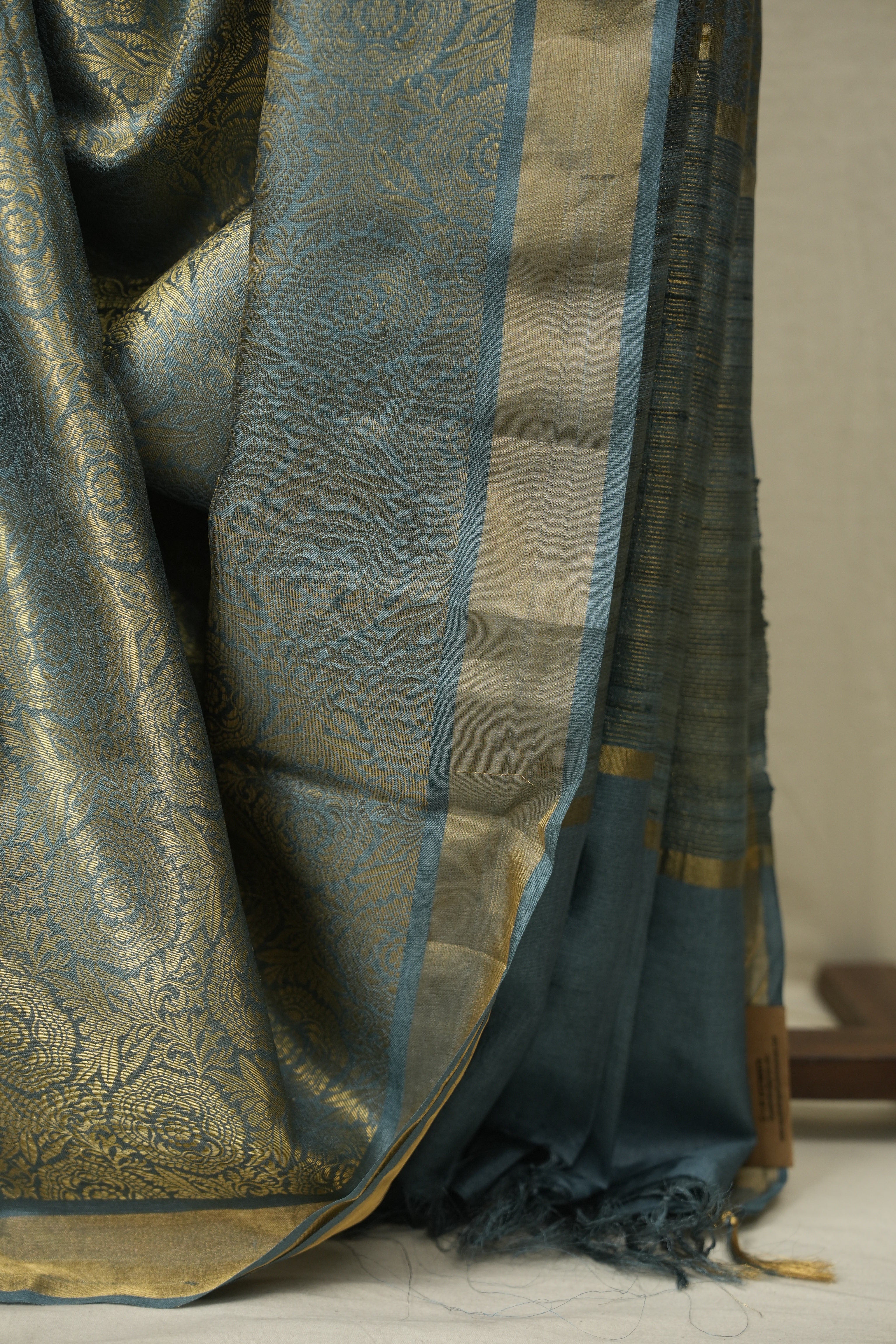 Teal Blue Tussar Silk Saree - SRTBTSS1946