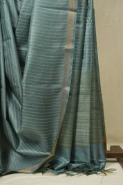 Aqua Blue Tussar Silk Saree - SRABTSS1879