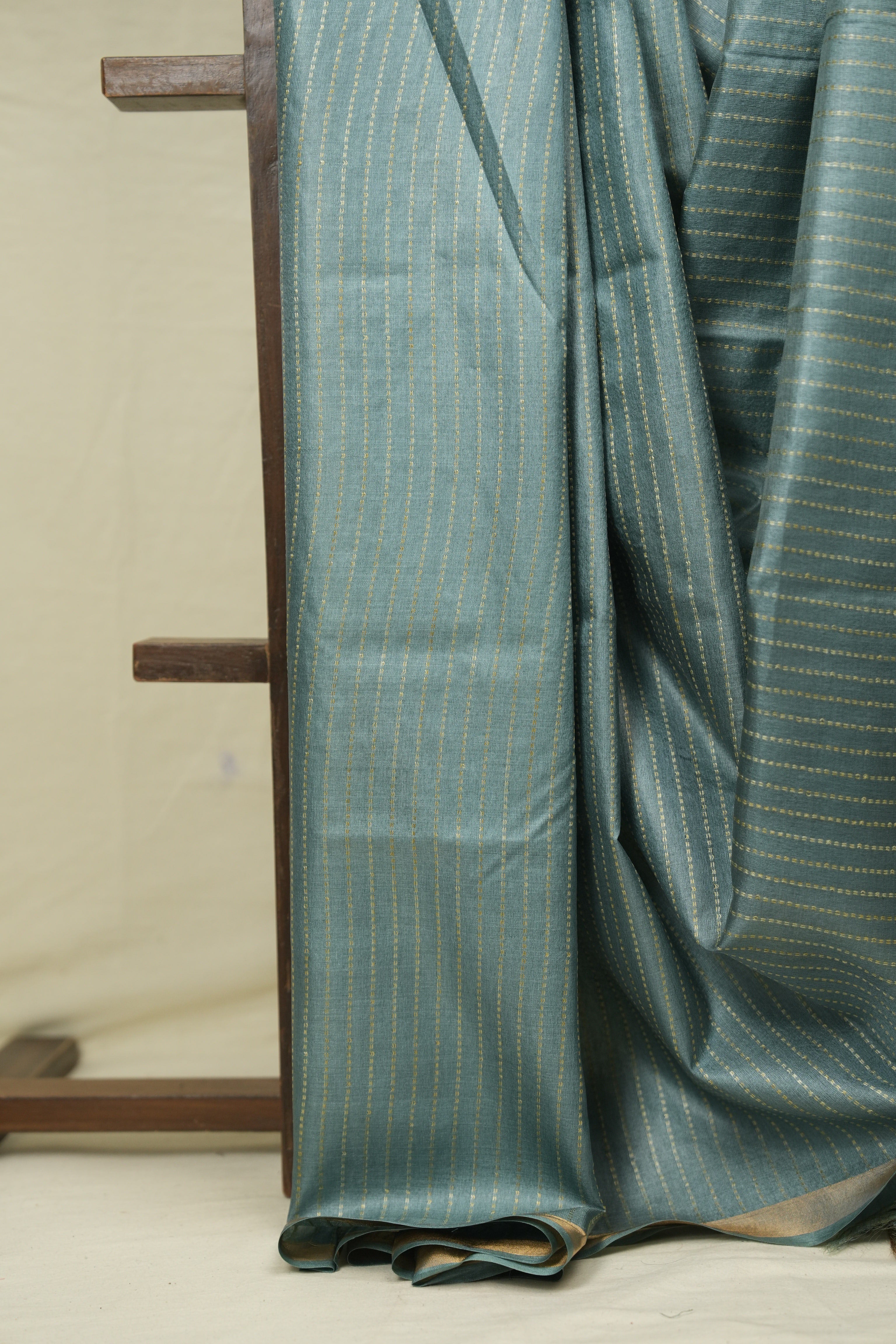 Aqua Blue Tussar Silk Saree - SRABTSS1879