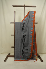 Grey Bengal Mul Cotton Saree - SRGBMCS095