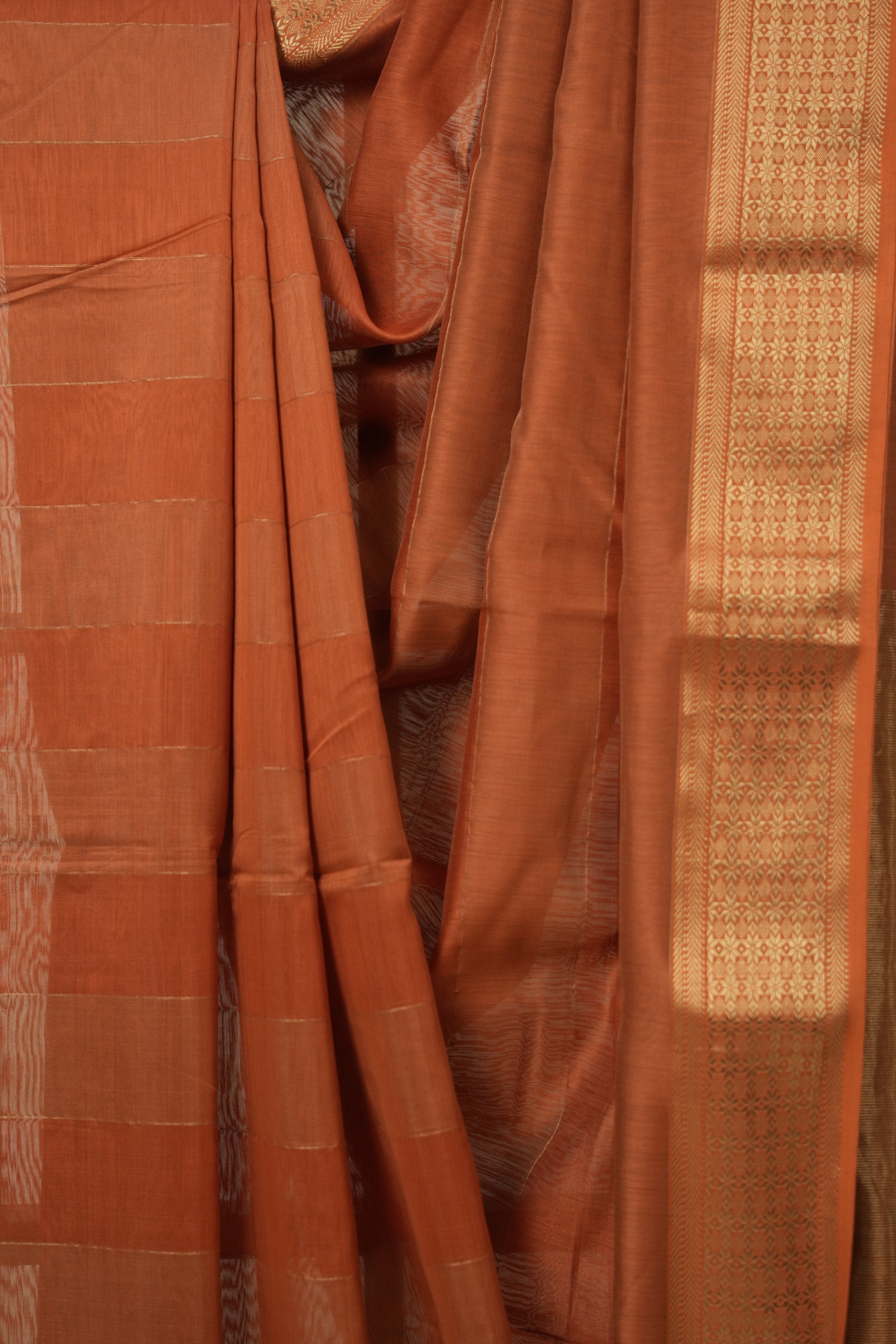 Brick Orange Maheshwari Saree - SRBOMS1007