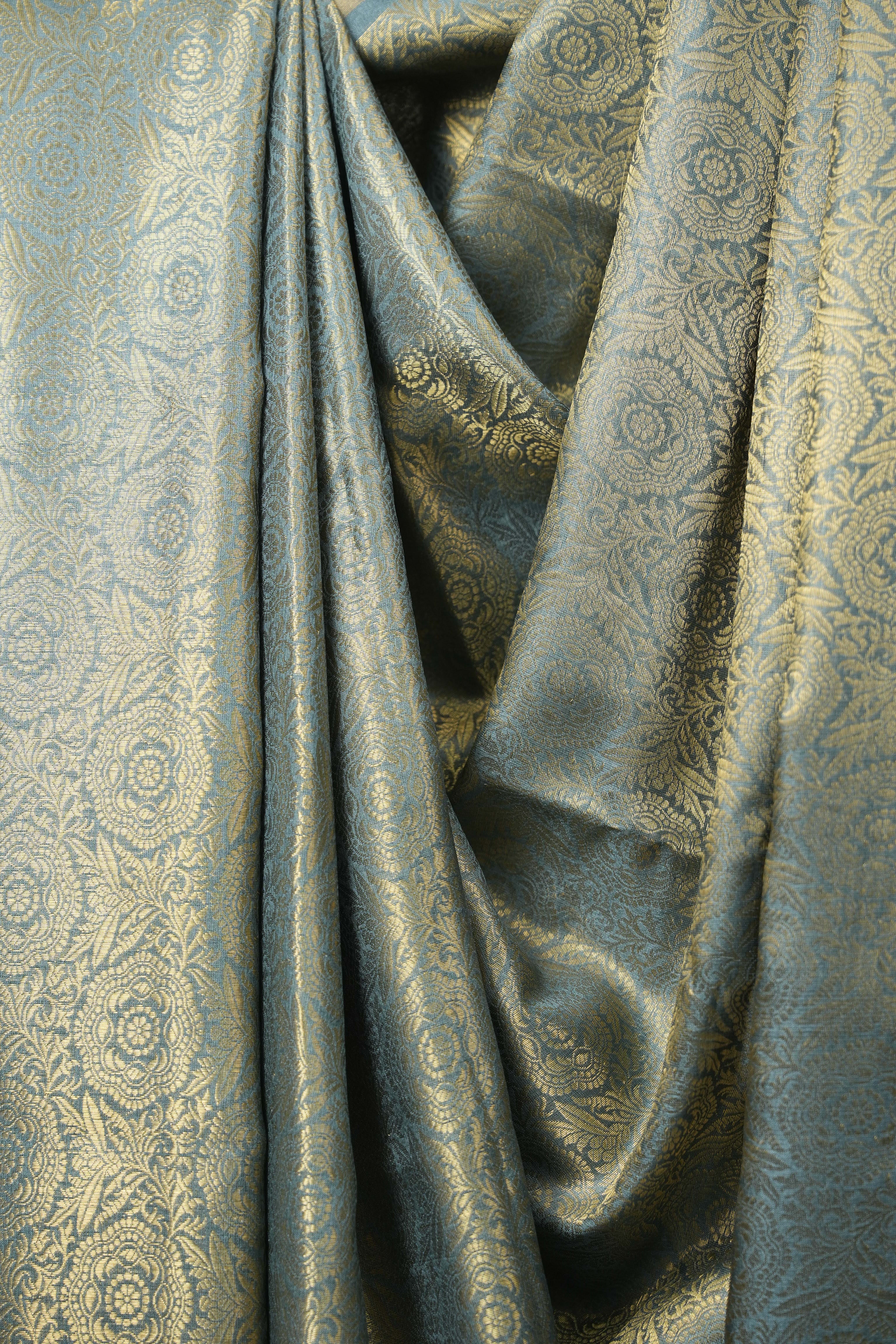 Teal Blue Tussar Silk Saree - SRTBTSS1946