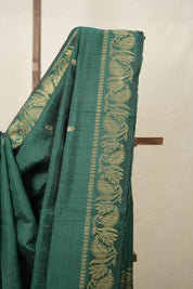 Green Raw Silk Saree - SRGRSS910