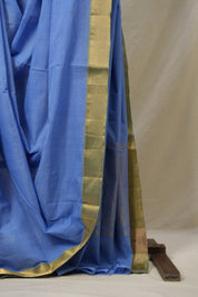 Light Blue Plain Cotton Mangalgiri Saree - SRLBPCMS41