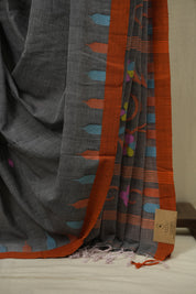 Grey Bengal Mul Cotton Saree - SRGBMCS095