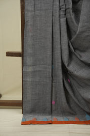 Grey Bengal Mul Cotton Saree - SRGBMCS095