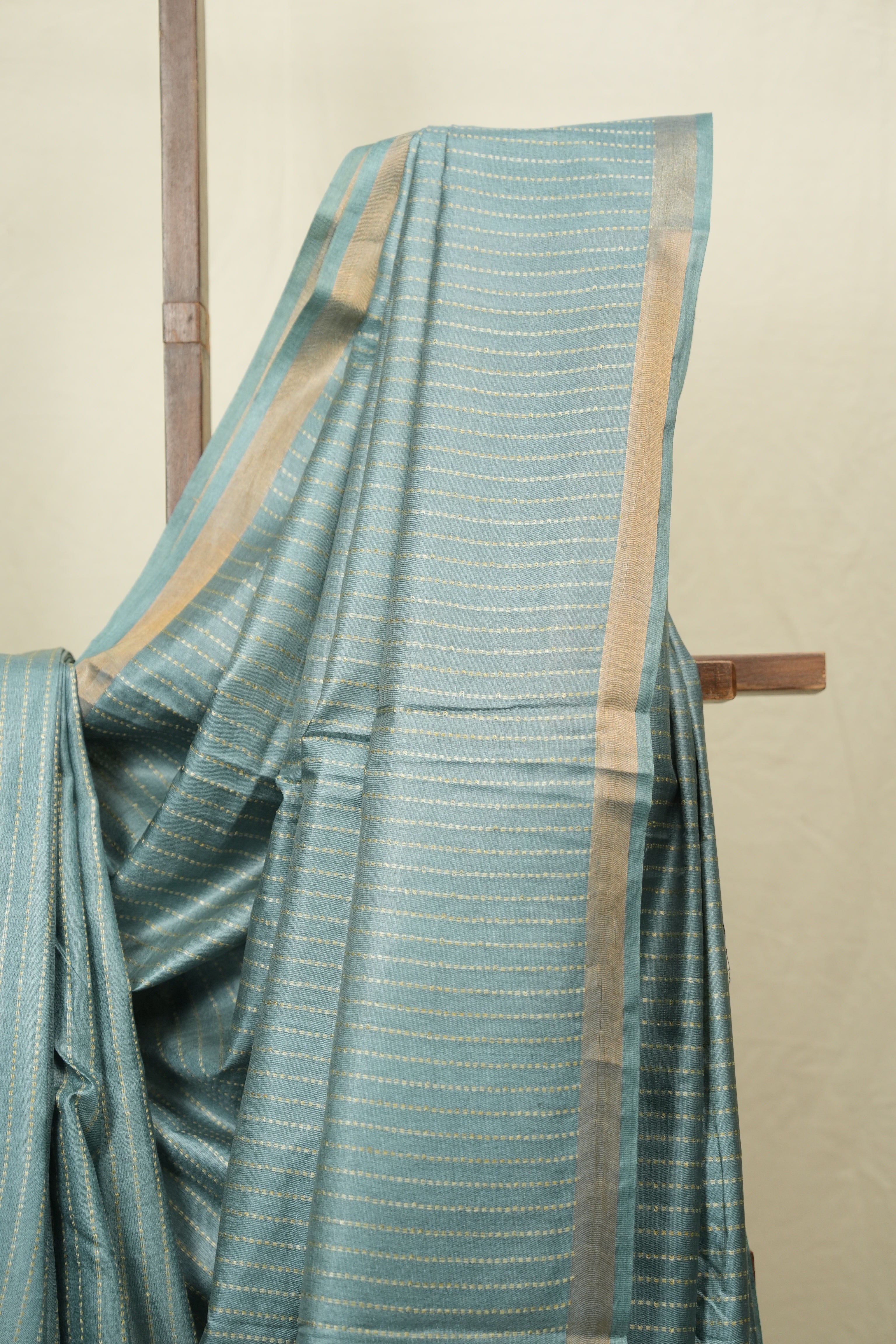 Aqua Blue Tussar Silk Saree - SRABTSS1879