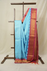 Sky Blue Gadwal Silk Saree - SRSBGSS564
