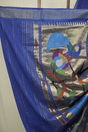 Blue Cotton Paithani Saree - SRBCPS754