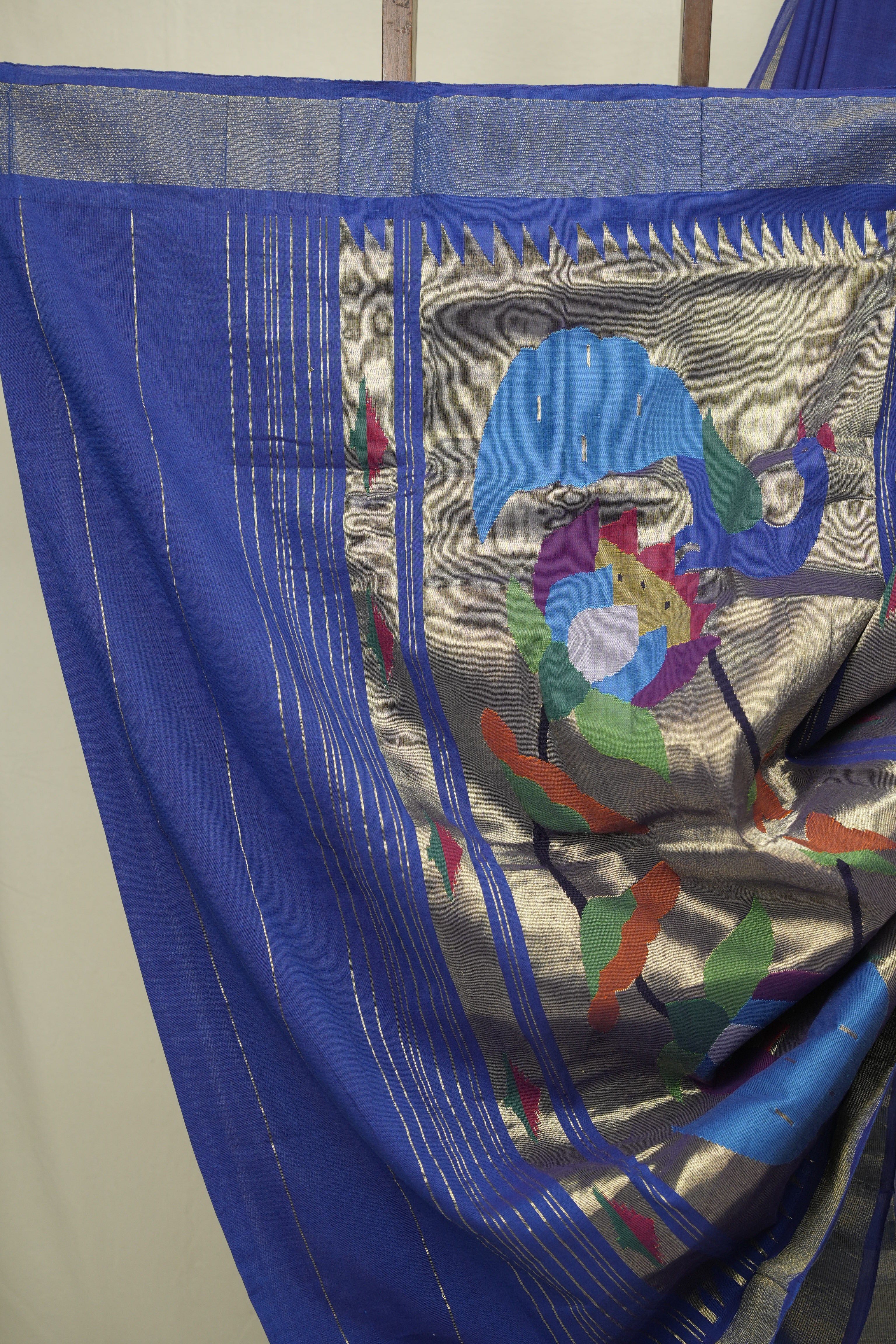 Blue Cotton Paithani Saree - SRBCPS754