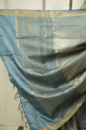 Teal Blue Tussar Silk Saree - SRTBTSS1946