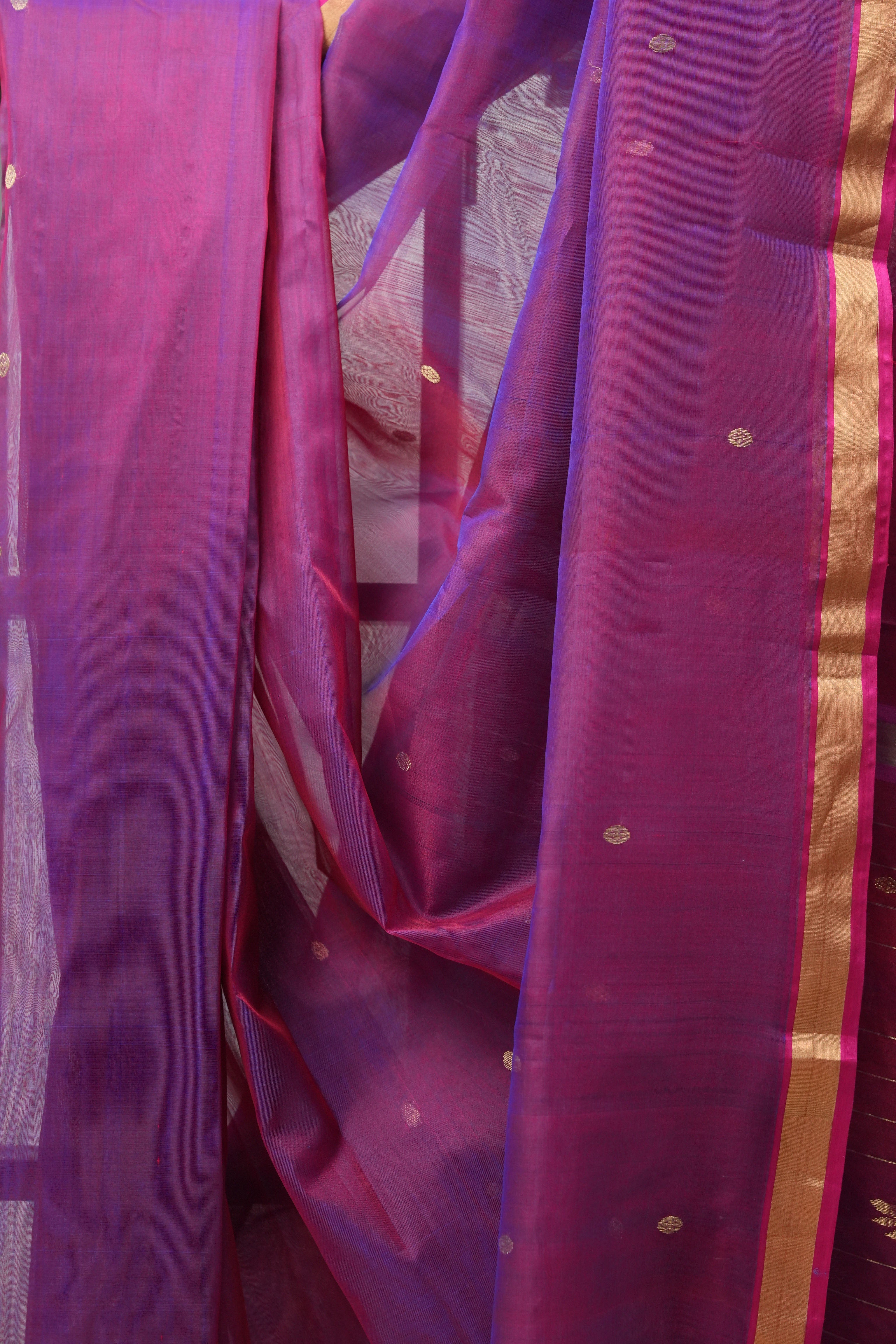 Two Tone Purple Chanderi Cotton Silk Saree - SRTTPCSS402