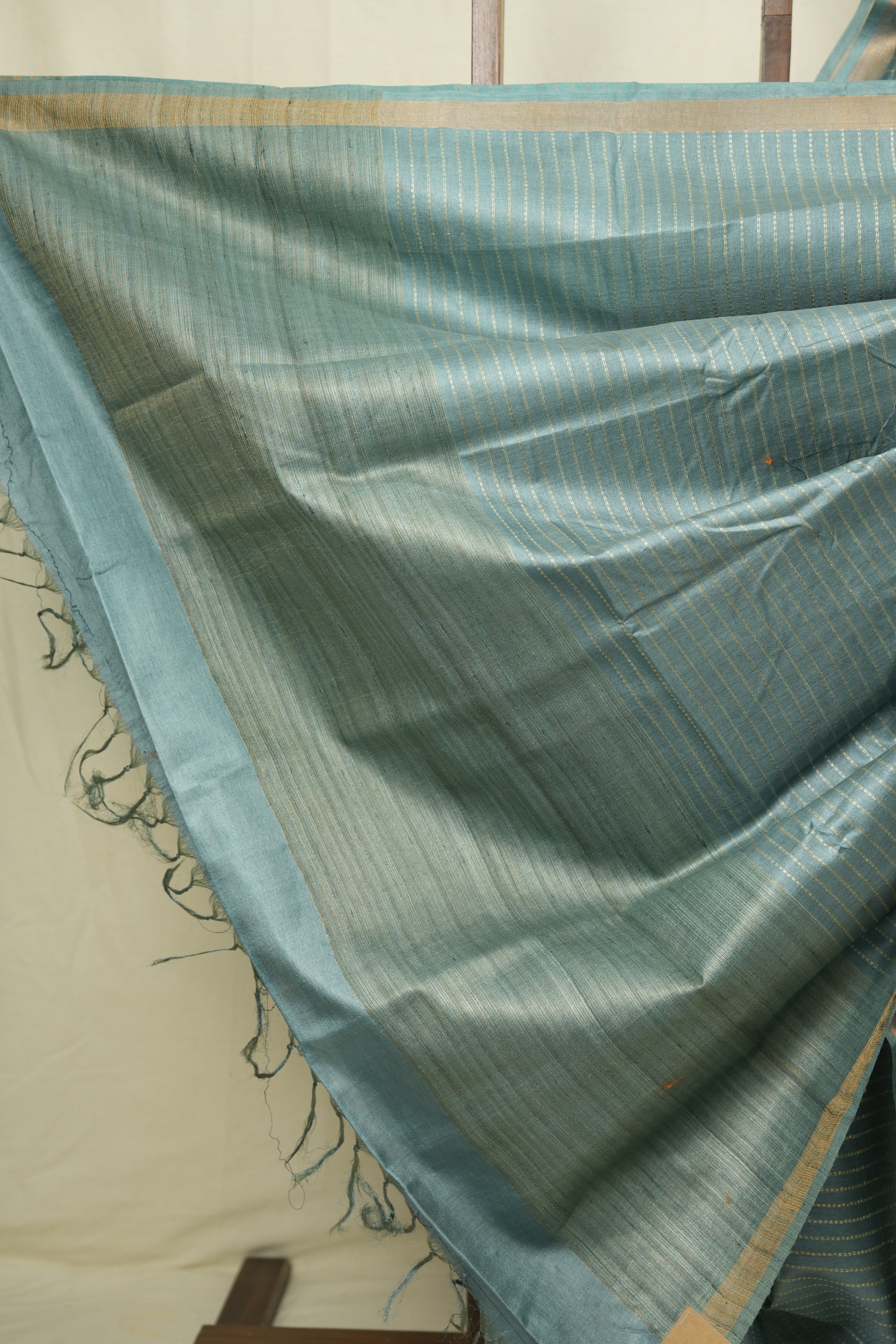 Aqua Blue Tussar Silk Saree - SRABTSS1879
