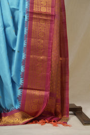 Sky Blue Gadwal Silk Saree - SRSBGSS564