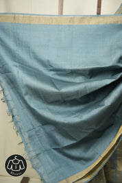 Teal Blue Tussar Silk Saree - SRTBTSS1946