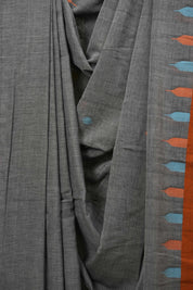 Grey Bengal Mul Cotton Saree - SRGBMCS095
