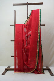 Red Chanderi Cotton Silk Saree - SRRCSS397