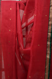 Red Chanderi Cotton Silk Saree - SRRCSS397