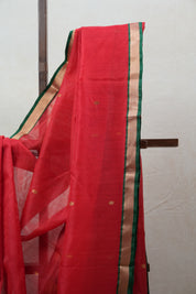 Red Chanderi Cotton Silk Saree - SRRCSS397